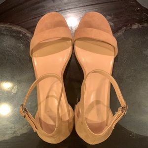 Size 10 nude chunky Swede heels worn once